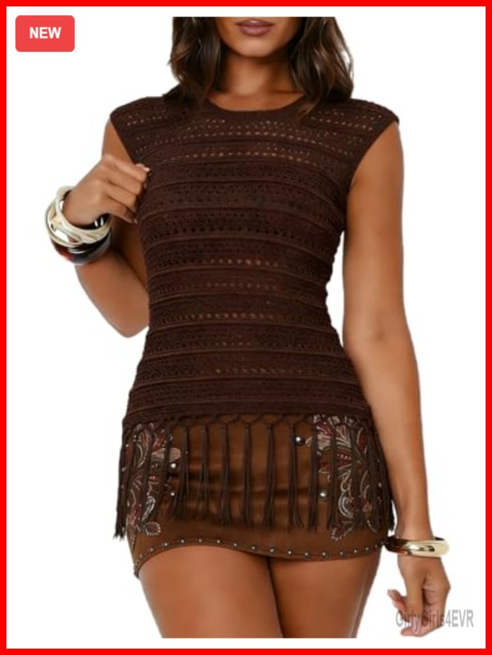 Womens Crochet Tank Top Sleeveless Fringe Boho Knit Summer Sweater Vest